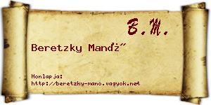 Beretzky Manó névjegykártya
